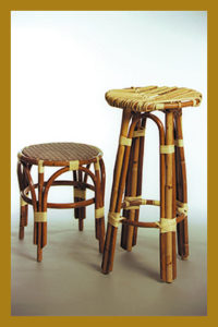 Tabouret Bas tissé Rilsan et Tabouret Haut Baguette